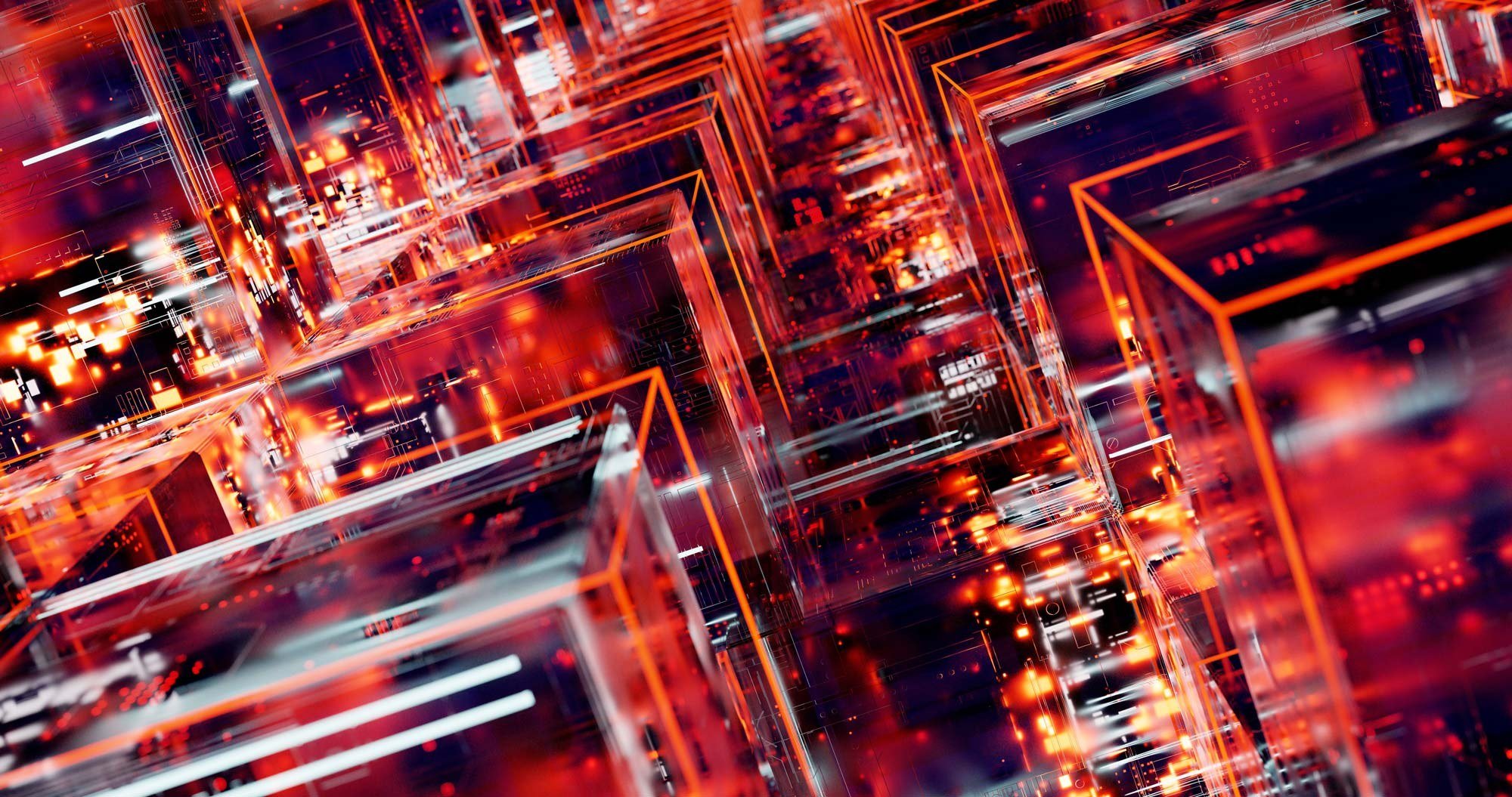 Abstract rendering of illuminated circuit structures