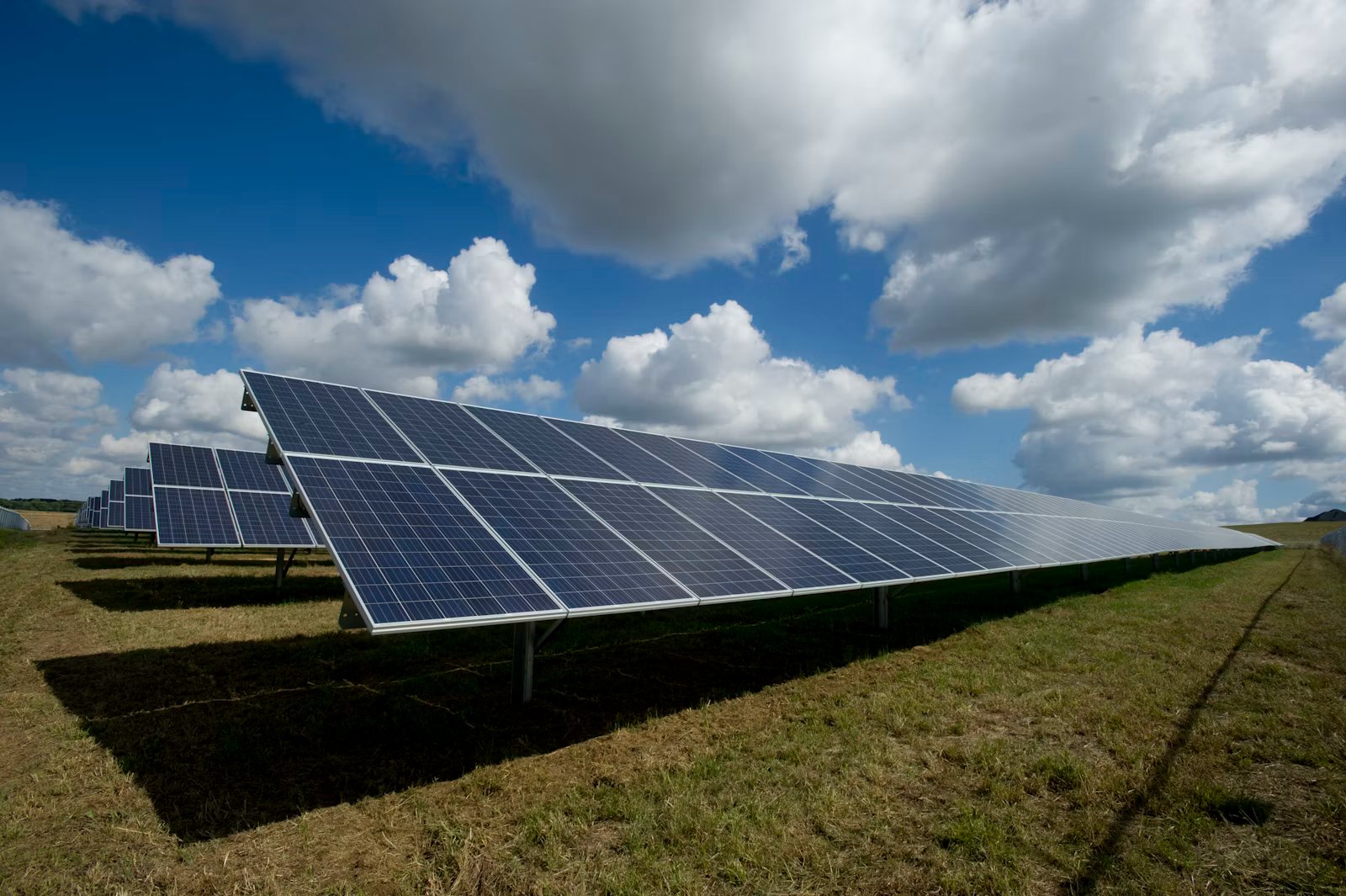 Solar array under a clear sky