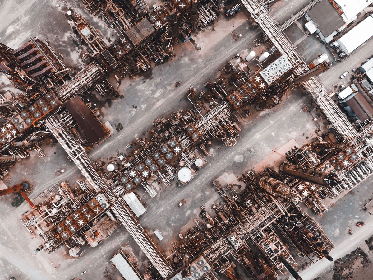 Aerial view of an industrial processing plant
